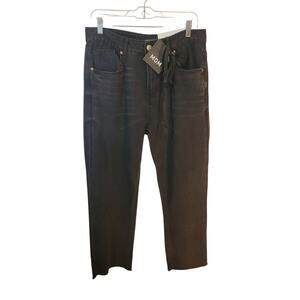 NEW High Rise Jeans Blue Savvy Charcoal Black Denim Mom Raw‎ hem 13/31